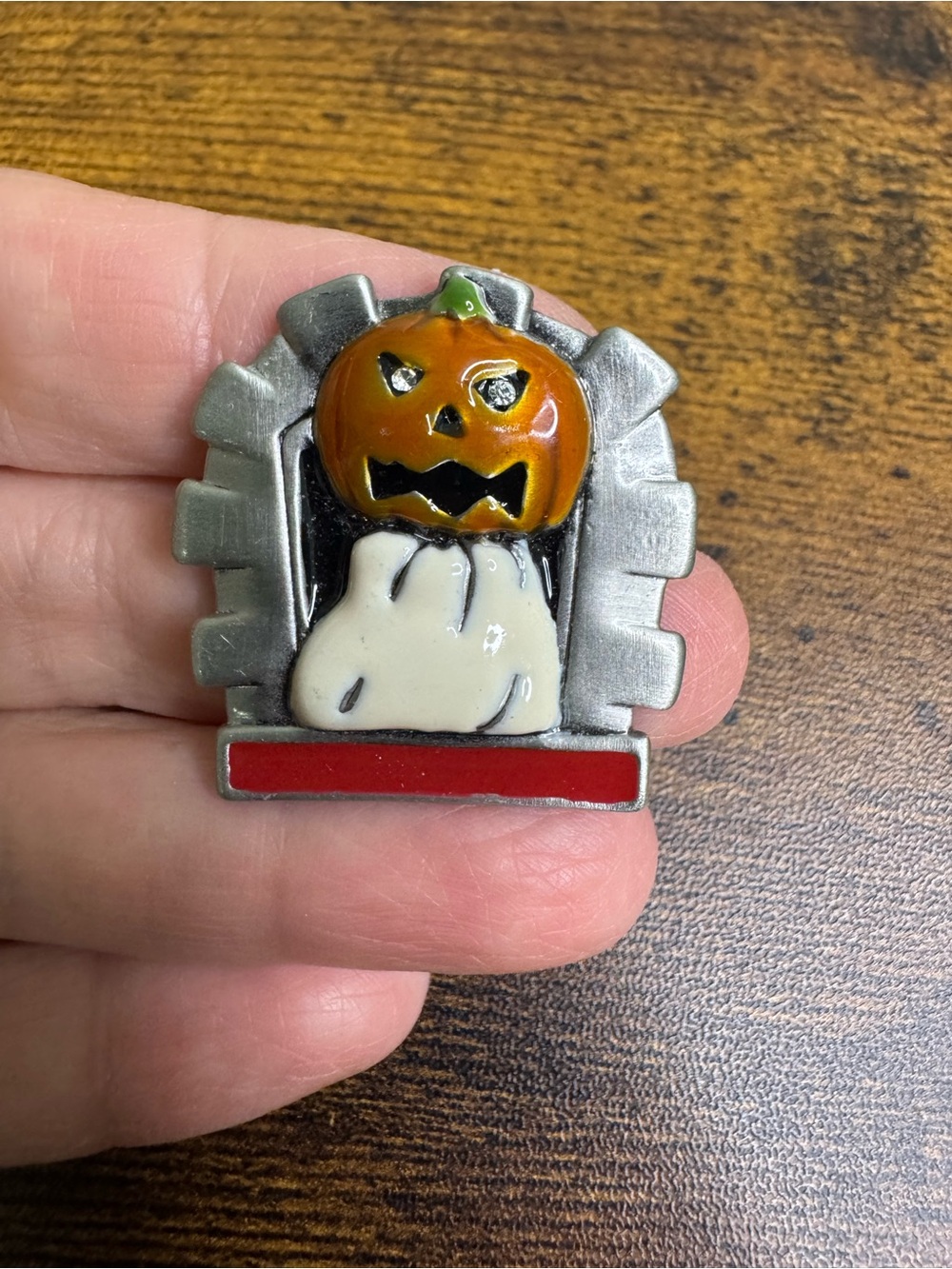 4/$20 Pumpkin Ghost Costume Pin - Orange and White